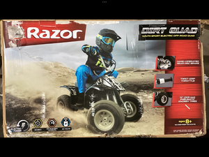 lot 588 image: Razor Dirt Quad 24V Powered Ride-on, 12 Knobby Tires, up to 8 mph, Electric 4-Wheeler for Kids 8