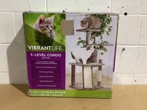lot 593 image: Vibrant Life 5- Level Multi-Functional Cat Tree & Condo, Gray, 45