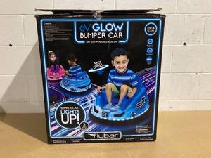 lot 592 image: 6V Blue Glow Bumper Car, Battery Powered Ride on for Children, Ages 1.5, by Flybar