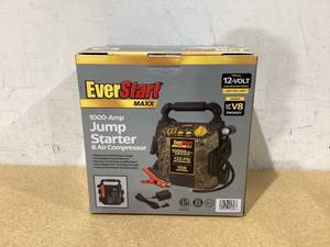 lot 661 image: EverStart Maxx 1000 Peak Amp Camo Jump Starter, 120 PSI Compressor, Pivoting LED Light, 3 USB Ports