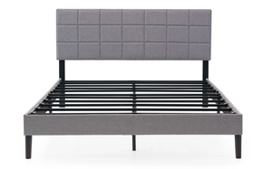 lot 33 image: Queen Size Mainstays Upholstered Platform Bed, No Box Spring Needed