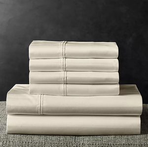lot 34 image: 6PCS Full Size Members Mark Hotel Premier Collection 700-Thread-Count Striped Egyptian Cotton Sheet Set