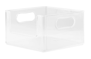 lot 667 image: 3PCS The Home Edit Open Front Bin Clear Plastic Modular Storage System Organizer