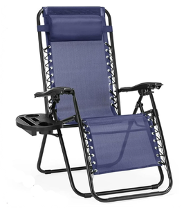 lot 674 image: Zero Gravity Chairs, Portable Recliner Beach Camping Patio Outdoor Folding Lounge Chair with Cup Holder Trays