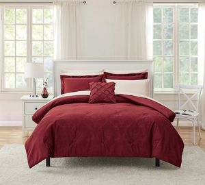 lot 686 image: 10PCS Full Size Mainstays Red Velvet Bed in a Bag Comforter Set with Sheets