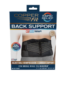 lot 317 image: LOT OF 2 Copper Fit RAPID RELIEF Back Support Brace  HotCold Gel Pack  One Size Fits Most