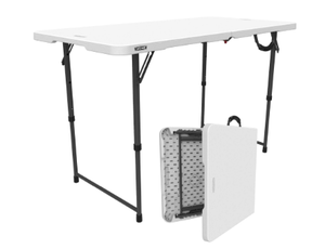 lot 472 image: Lifetime 4 Foot Fold-in-Half Adjustable Height Table, IndoorOutdoor Essential, White (80509)