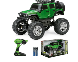 lot 475 image: New Bright (110) Jeep Wrangler Battery Radio Remote Control Heavy Metal 4X4 Truck, Green, 21098U-G Child