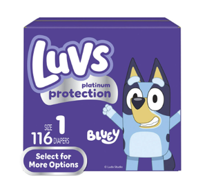 lot 578 image: LOT OF 2 Luvs Platinum Protection Baby Diapers Size 1, 116 Count
