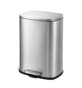 lot 594 image: Qualiazero 13.2 Gallon Trash Can, Rectangular Step On Kitchen Trash Can, Silver