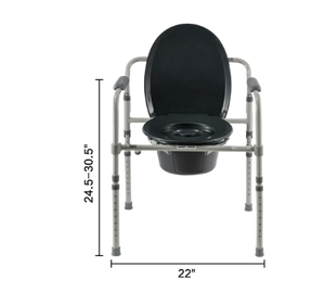 lot 700 image: Equate Steel Foldable 3-in-1 Bedside Toilet Commode, 400 lb Weight Capacity, Gray