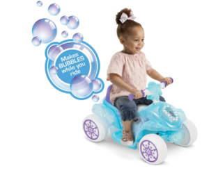 lot 702 image: 6V Huffy Disney Frozen Electric Ride-On Quad, Ages 1.5, Bubbles