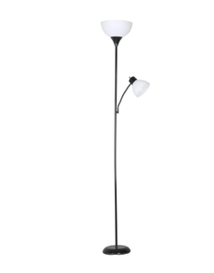 lot 710 image: LOT OF 2 Mainstays 72 White Combo Floor Lamp with Reading Lamp, Modern Design