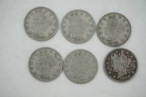 lot 22 image: (6ct) Liberty Head Nickels