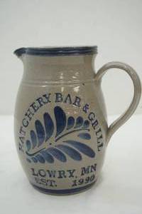 lot 90 image: Hatchery Bar & Grill Lowry MN pottery pitcher