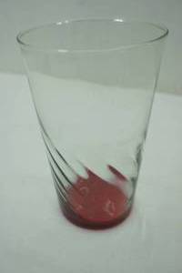 lot 91 image: 8 tall glass vase with red bottom