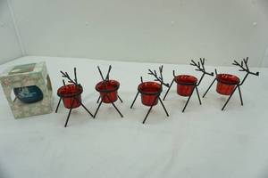 lot 133 image: Iron Reindeer Votive Candle Holders & Vintage Ornament