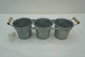 lot 158 image: 3 galvanized planter decor NEW with Tags