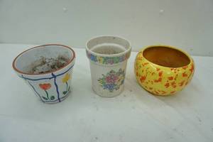 lot 279 image: stone & terracotta planters 3ct