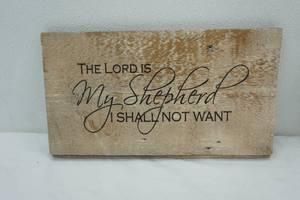 lot 297 image: The Lord is My Shepherd wood sign