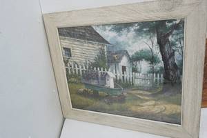 lot 300 image: Antique wagon framed print by Michael Humphries