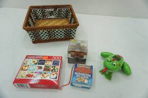 lot 312 image: basket with toys & puzzle