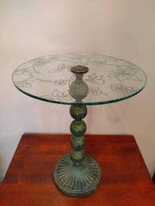 lot 34 image: Glass Top Patina Base Side Table