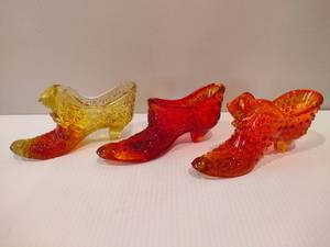 Fenton Amberina Glass Slippers