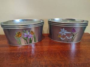 lot 94 image: Metal Pails wFlowersButterflies
