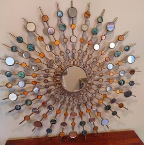 lot 20 image: Retro MetalMirror Sunburst Wall Hanging