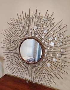 Retro Metal/Mirror Sunburst Wall Hanging