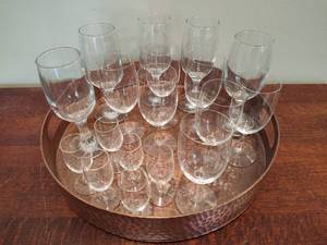 lot 68 image: Bar Cart Essentials wHammered Metal Tray