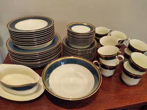 lot 63 image: MIKASA Grande Ivory Imperial Lapis China Set (52pcs)