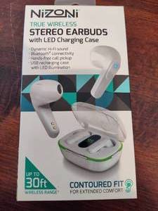 lot 113 image: Nizoni Wireless Stereo Earbuds wLED Charging Case