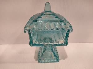 lot 129 image: Jeanette Aqua Candy Dish wLid