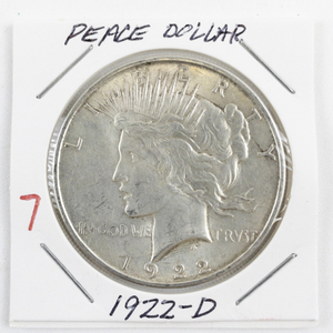 lot 7 image: 1922-D Peace Dollar