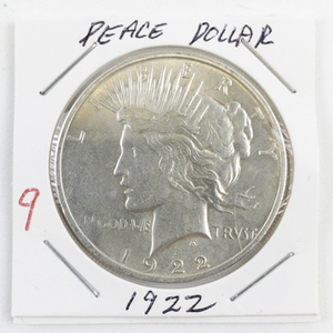 lot 9 image: 1922 Peace Dollar