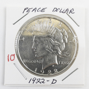 lot 10 image: 1922-D Peace Dollar