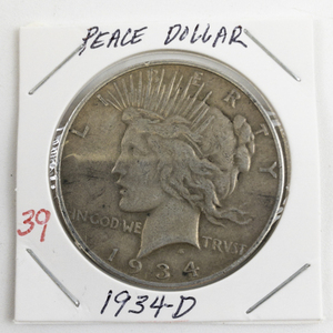 lot 39 image: 1934-D Peace Dollar