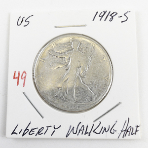 lot 49 image: 1918-S Liberty Walking Half Dollar