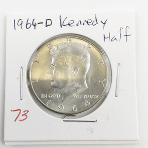 lot 73 image: 1964-D Kennedy Half Dollar