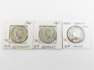 lot 76 image: 1966, 1967, 1968-D 40% silver Kennedy Half Dollars