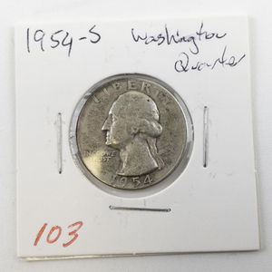 lot 103 image: 1954-S Washington Quarter