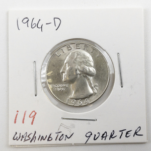 lot 119 image: 1964-D Washington Quarter