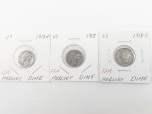 lot 124 image: 1918, 1918-D, 1918-S Mercury Dimes