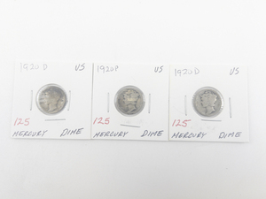 lot 125 image: 1920, 1920-D, 1920 Mercury Dimes