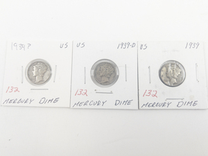 lot 132 image: 1939, 1939-D, 1939 Mercury Dimes