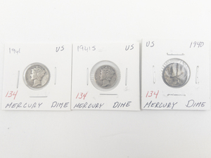 lot 134 image: 1941, 1941-S, 1940 Mercury Dimes
