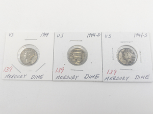 lot 139 image: 1944, 1944-D, 1944-S Mercury Dimes