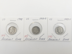 lot 149 image: 1948, 1948-D, 1948-S Roosevelt Dimes